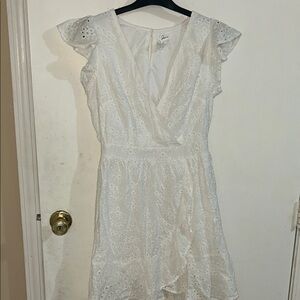 Chic White Eyelet Mini Dress